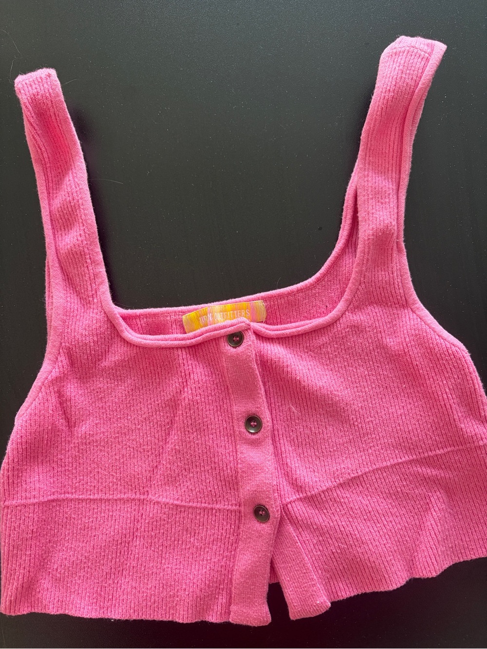 Urban Outfitters Hot Pink Ribbed Button-Front Cropped Tank